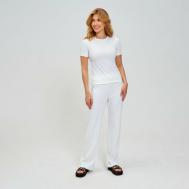 Комплект , футболка, брюки, короткий рукав, пояс на резинке, без карманов, размер 46, белый Urban Family