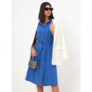 Платье-рубашка , свободный силуэт, миди, размер 54, синий Profito Avantage