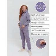 Костюм  для кормления  , худи и брюки, повседневный стиль, полуприлегающий силуэт, утепленный, карманы, эластичный пояс/вставка, капюшон, размер M, фиолетовый Proud Mom