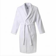 Халат , длинный рукав, банный халат, пояс/ремень, размер 52-54, белый Этель
