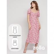 Платье , вискоза, полуприлегающее, макси, размер L, розовый ZOLLA