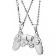 Парный магнитный кулон Джойстик геймпад PS4 Sony Playstation серебро GameMerch