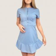 Платье-поло хлопок, повседневное, прилегающее, мини, размер 44-46, голубой Seller59