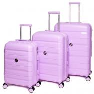 Умный чемодан , 3 шт., полипропилен, водонепроницаемый, опорные ножки на боковой стенке, увеличение объема, ребра жесткости, 108 л, размер L, фуксия, фиолетовый Impreza