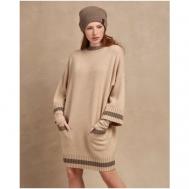 Платье-свитер , повседневное, миди, вязаное, размер Uni, бежевый NATALIE GERMAN