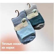 Женские носки  средние, на Новый год, утепленные, размер 37-42, мультиколор Наташа