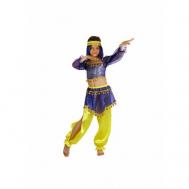 Карнавальный костюм "Восточная красавица. Шахерезада", топ с рукавами, штаны, повязка, цвет сине-жёлтый, р-р 34, рост 134 см Страна Карнавалия