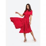 Платье-рубашка , повседневное, полуприлегающее, миди, размер 52, красный HappyFox