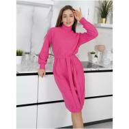 Платье-водолазка , повседневное, классическое, прямой силуэт, миди, размер 48, розовый lovetex.store