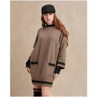 Платье-свитер , повседневное, миди, вязаное, размер Uni, коричневый NATALIE GERMAN