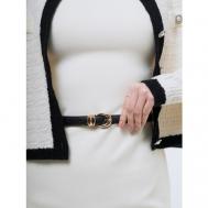 Ремень , натуральная кожа, металл, подарочная упаковка, для женщин, размер M, длина 105 см., черный A.Valentino