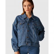 Джинсовая куртка   Anticrop, демисезон/лето, оверсайз, карманы, размер M, синий BLCV