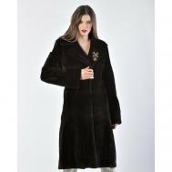 Пальто , норка, силуэт полуприлегающий, пояс/ремень, размер 44, черный VITO NACCI