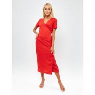 Платье , лен, макси, размер 46, красный Клим