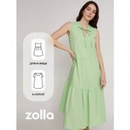 Платье , хлопок, повседневное, миди, размер S, зеленый ZOLLA