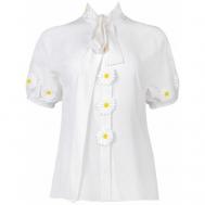 Блуза  , повседневный стиль, короткий рукав, однотонная, размер L, белый Dolce&Gabbana