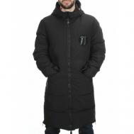 куртка  зимняя, силуэт прямой, карманы, подкладка, внутренний карман, стеганая, грязеотталкивающая, капюшон, ветрозащитная, размер 50, черный Не определен
