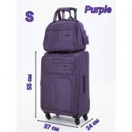 Комплект чемоданов , 49 л, размер S, фиолетовый Pigeon