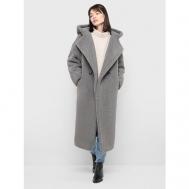 Пальто , искусственный мех, средней длины, силуэт свободный, карманы, размер 48, серый Alef