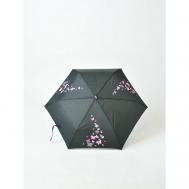 Мини-зонт механика, 3 сложения, купол 90 см., 6 спиц, система «антиветер», чехол в комплекте, для женщин, черный, розовый Grant Barnett