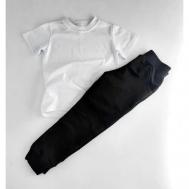 Комплект одежды   детский, футболка и брюки, повседневный стиль, размер 62, белый, черный frolov46