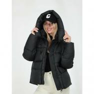 куртка  , демисезон/зима, силуэт свободный, размер 48-50, черный Vitacci