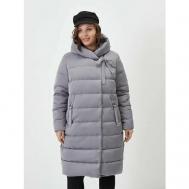 куртка  , демисезон/зима, силуэт прямой, карманы, несъемный капюшон, влагоотводящая, утепленная, стеганая, размер 54, серый Riches