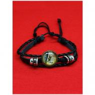 Плетеный браслет , акрил, 1 шт., размер one size, черный ОптимаБизнес