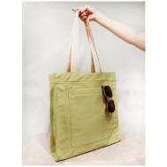 Сумка  шоппер  повседневная, внутренний карман, зеленый Sonnenblume