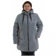 куртка   зимняя, средней длины, силуэт свободный, размер 70, серый MODTEX