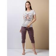 Пижама , футболка, брюки, короткий рукав, размер 48, мультиколор TAJSHOP