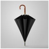Зонт , автомат, деревянная ручка, черный OLYCAT