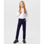 Школьные брюки  , классический стиль, карманы, размер 164, синий Button Blue