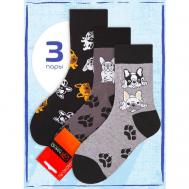 Носки , 3 пары, размер 43-46, коричневый, черный, серый Мачо
