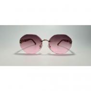 Солнцезащитные очки , шестиугольные, оправа: металл, с защитой от УФ, градиентные, устойчивые к появлению царапин, для женщин, розовый NONAME