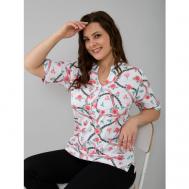 Блуза  , размер 50, розовый, зеленый Алтекс
