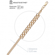 Браслет золотой  585 пробы Царь / мужской, женский / украшение на руку / Подарок, для себя / 19 см Krastsvetmet