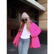 куртка  , демисезон/зима, средней длины, силуэт свободный, карманы, капюшон, размер S, розовый Annapurna