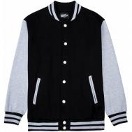 Толстовка  Бомбер трикотажный /  / Varsity Classic Jacket V 3, средней длины, трикотажная, утепленная, размер XXL, серый, черный Street Soul