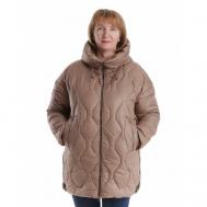 куртка  зимняя, средней длины, для беременных, карманы, капюшон, размер 52, бежевый Oumanyuhei