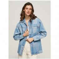 Джинсовая куртка  , демисезон/лето, средней длины, силуэт свободный, размер S, голубой Pepe Jeans