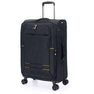 Умный чемодан , нейлон, текстиль, увеличение объема, адресная бирка, 56 л, размер M, черный Torber