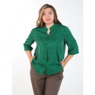 Блуза , нарядный стиль, свободный силуэт, укороченный рукав, без карманов, размер 50, зеленый, черный Jersy Collection