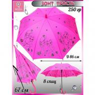 Зонт-трость , полуавтомат, купол 86 см., розовый Diniya