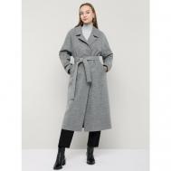 Пальто   демисезонное, силуэт прямой, удлиненное, размер 52, серый Alef