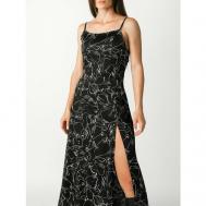 Платье-комбинация вечернее, полуприлегающее, миди, размер M, черный Amaszonia