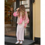 Блуза  , длинный рукав, размер OneSize, розовый Bunny Poem