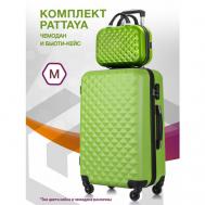 Комплект чемоданов  Phatthaya, 2 шт., ABS-пластик, 74 л, размер M, зеленый L'Case