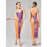 Платье , размер 40, 42, 44, фиолетовый, оранжевый ALZA