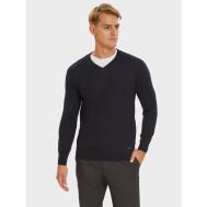 Пуловер , шерсть, длинный рукав, силуэт прямой, средней длины, вязаный, размер XXXL, голубой Kanzler